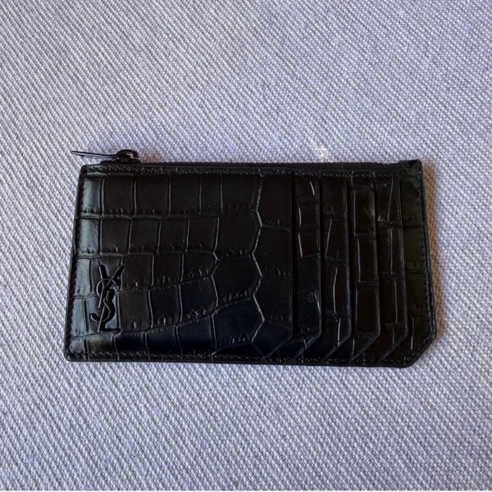 SAINT LAURENT crock embossed wallet - Picture 2 of 5